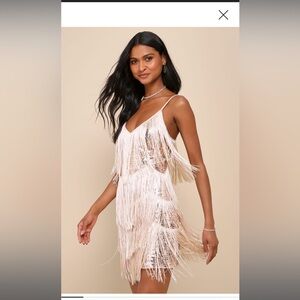 Champagne Sequin Fringe Flapper Bodycon Mini Dress